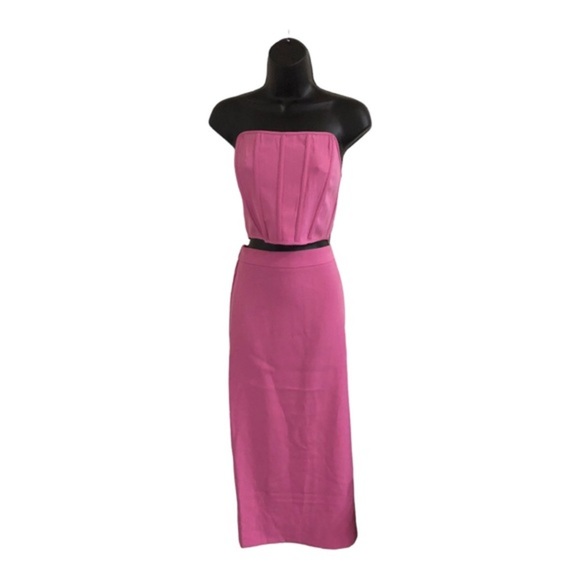 Sincerely Jules pink strapless bustier top & midi skirt set size small brand new - Picture 2 of 12